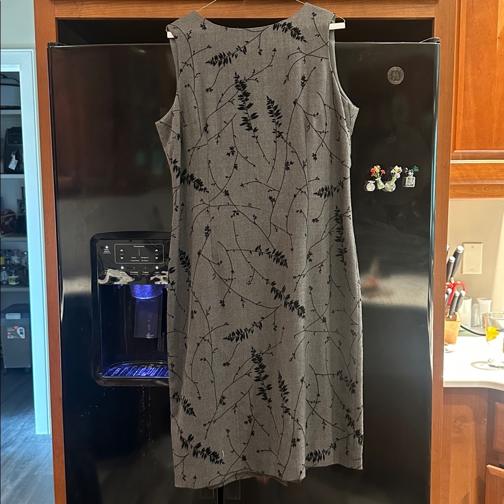 Vintage Preston & York Gray Sheath Dress with Black Botanical Print